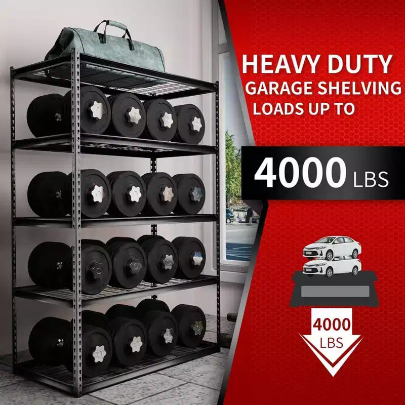 Atlas Shelving 5-Tier 48"x24"x72" Steel Boltless Shelving Load 4000lbs with Wire Deck Dark Gray