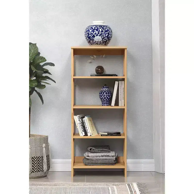 4-Shelf Solid Pine Bookcase | Display Storage for Living Room & Office