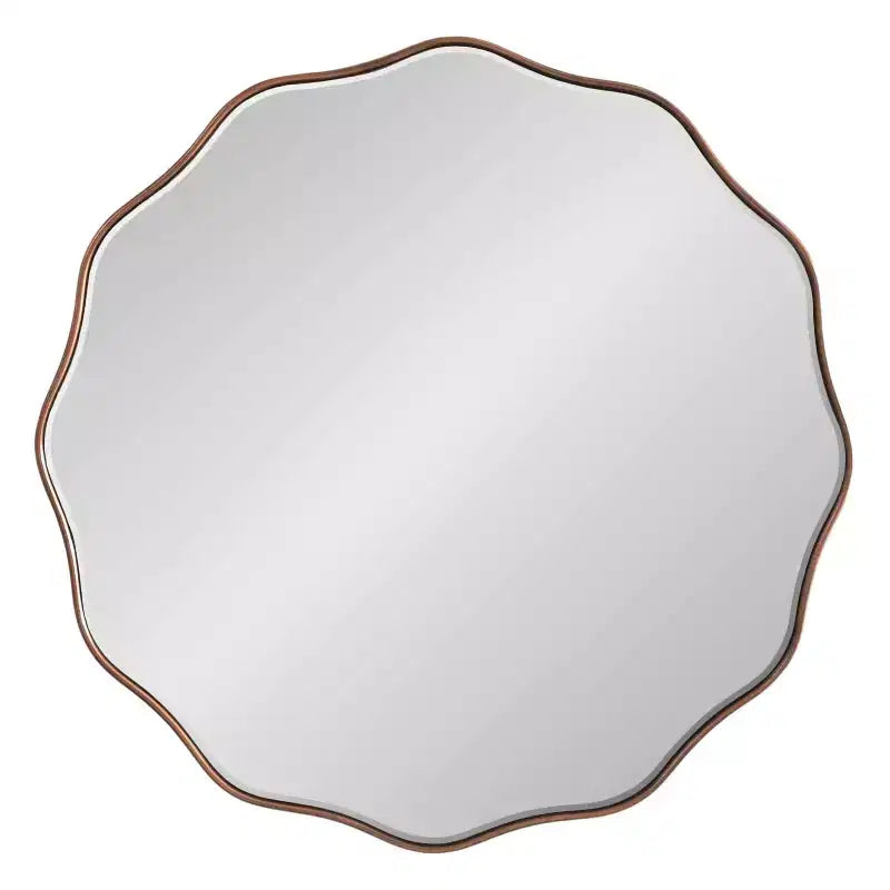 Kate & Laurel All Things Decor 26" Viona Round Scalloped Mirror Diameter Bronze