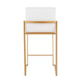 LumiSource Set of 3 Fuji High Back Counter Height Barstools Gold Steel/White PU