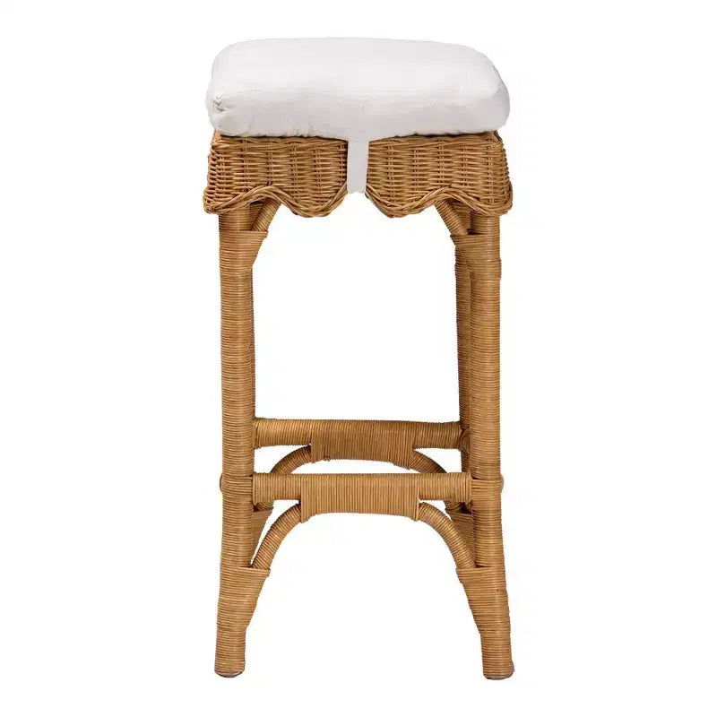 bali & pari Muy Scallop Rattan Bar Stool Honey/White