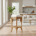 Sgabello da bar Muy Scallop Rattan | Miele e Bianco | Seduta da bancone in stile boho