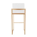 LumiSource Set of 3 Fuji High Back Barstools Gold Steel/White Velvet