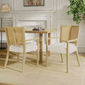 Set of 2 Nolan Upholstered Dining Arm Chairs | Cane Webbing Beige & Light Ash