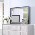 Acme Furniture Nicola Dresser Mirror Silver Synthetic Leather/Black Finish