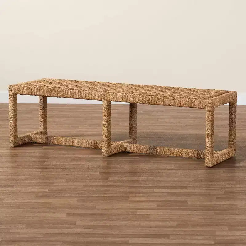 bali & pari Cipally Seagrass and Mahogany Wood Accent Bench Natural