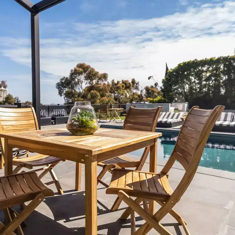 Nordic Teak 39 4-Person Natural Outdoor Square Dining Table - Beige
