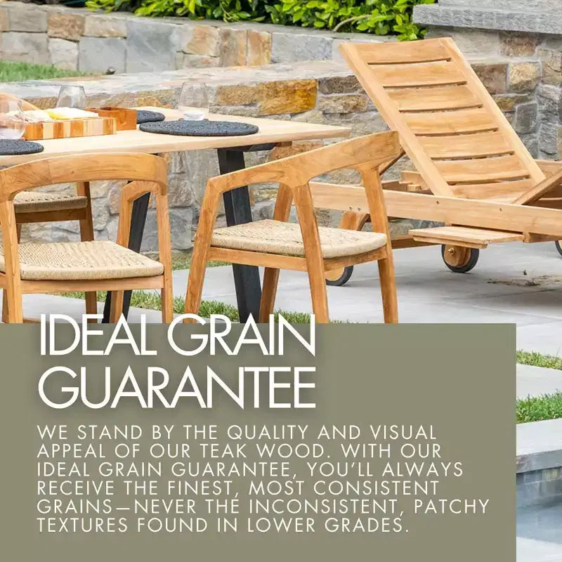 Nordic Teak 39 4-Person Natural Outdoor Square Dining Table - Beige