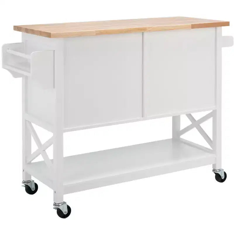 Kesler 2 Door 1 Shelf Kitchen Cart - KCH8705 - White/Natural - Safavieh