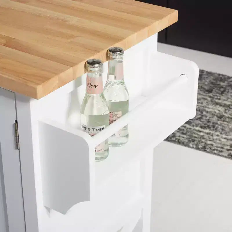 Kesler 2 Door 1 Shelf Kitchen Cart - KCH8705 - White/Natural - Safavieh