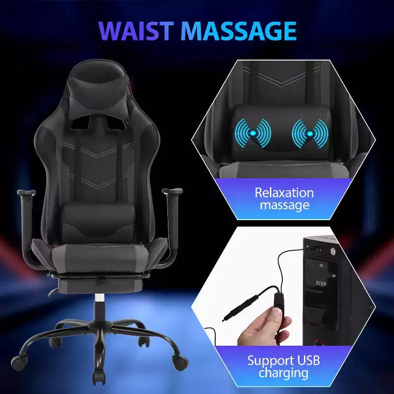 FDW Racing Gaming Chair Video Game Chairs with Computer Desk PU Leather Headrest Lumbar Support & 360-Swivel Seat