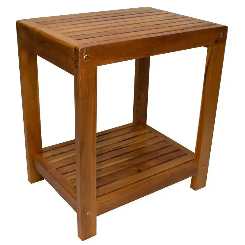 Nordic Teak 18 Natural Shower and Bath Spa Bench with Shelf