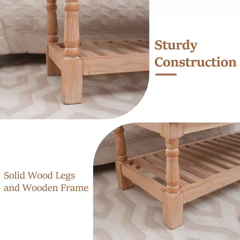 Hyleory 44.3-inch Corduroy Oversized Storage Solid Wood Comfort Bedside Bench for Bedroom, Living Room and Nursing Room