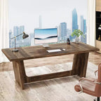 Scrivania executive per computer da 70.87 in con piedistallo in legno massello | Ufficio domestico