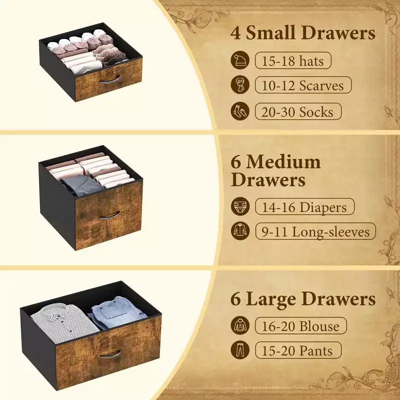 Dresser for Bedroom with 15 Drawers, Tall Dresser & Chests of Drawers, Fabric Storage Dresser