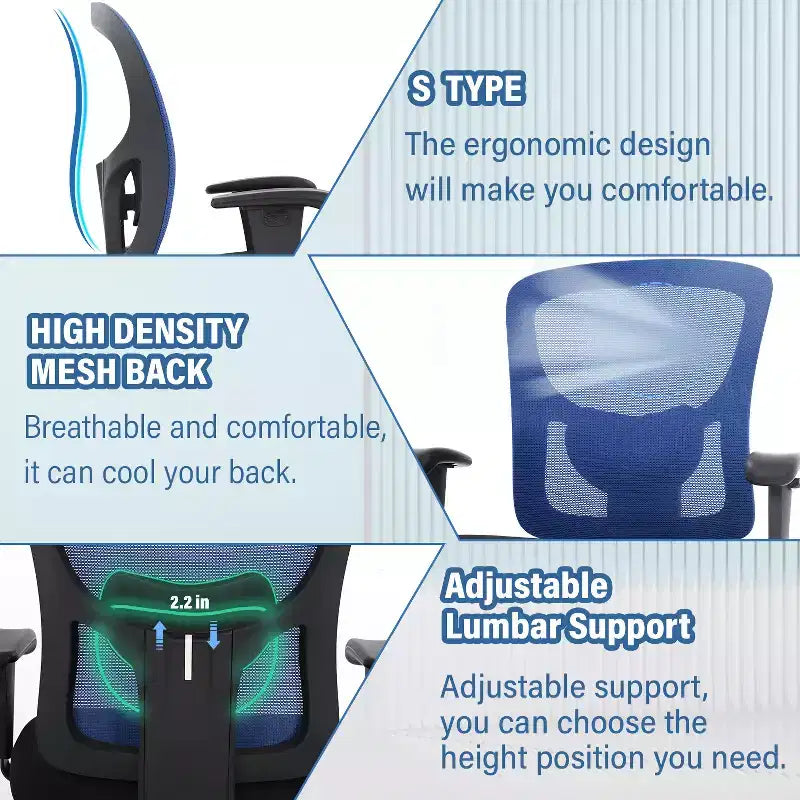 FDW Big and Tall Office Chair with Adjustable Lumbar Support 400lbs Weight Capacity & Seat Massage Function for Adults
