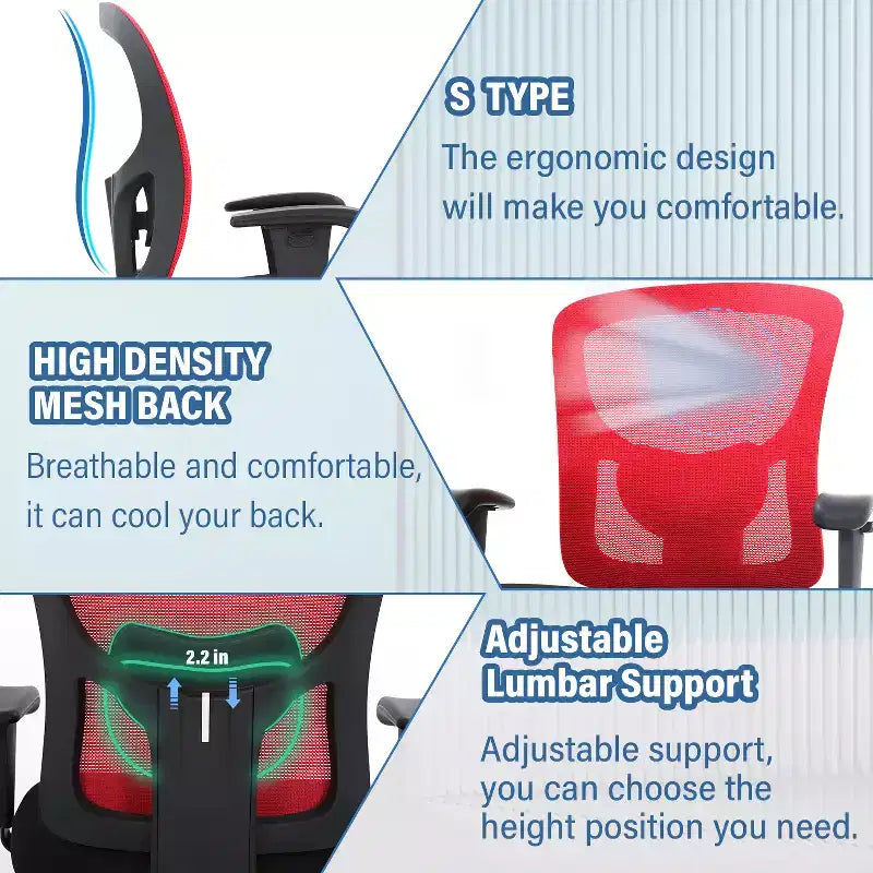 FDW Big and Tall Office Chair with Adjustable Lumbar Support 400lbs Weight Capacity & Seat Massage Function for Adults