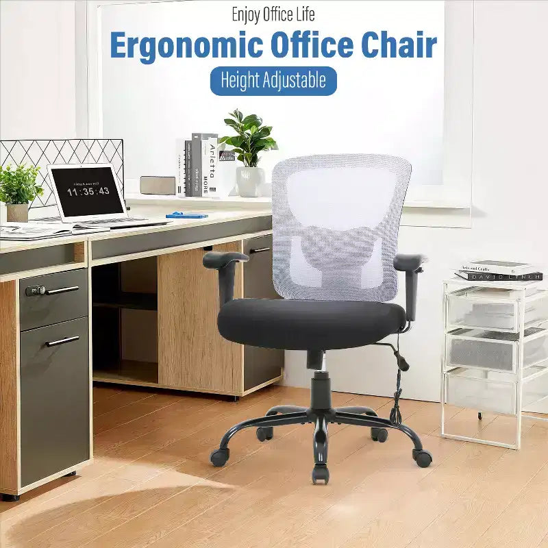 FDW Big and Tall Office Chair with Adjustable Lumbar Support 400lbs Weight Capacity & Seat Massage Function for Adults