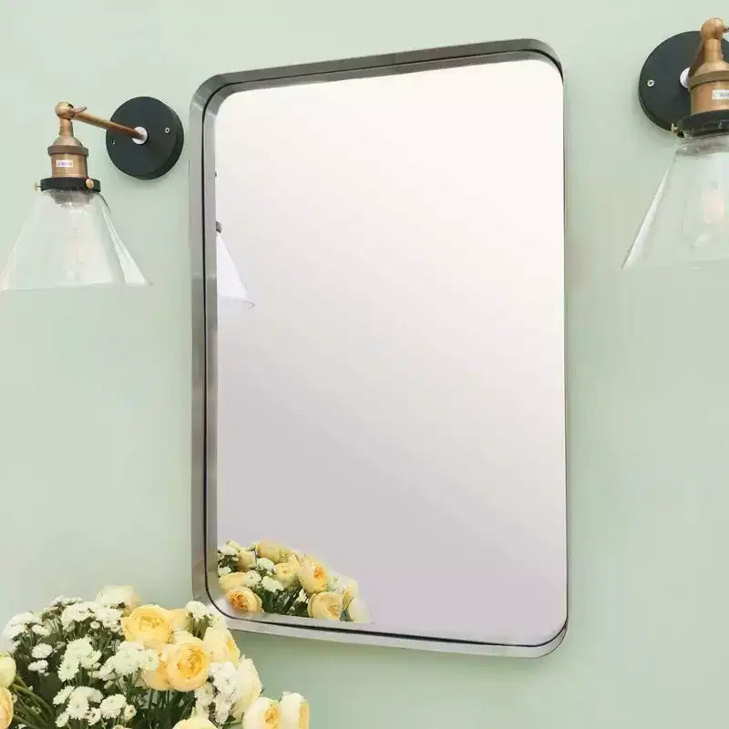 TEHOME Arthers Rectangular Stainless Steel Framed Pivoting Wall Mounted Bathroom Vanity Mirror
