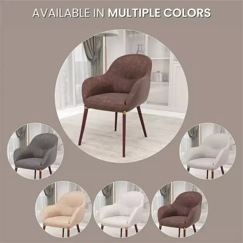 Elias Upholstered Dining Chair | Leather or Velvet Seat with Powder-Coated Legs