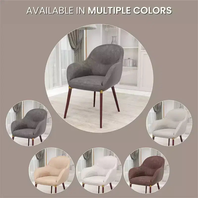 Elias Upholstered Dining Chair | Leather or Velvet Seat with Powder-Coated Legs