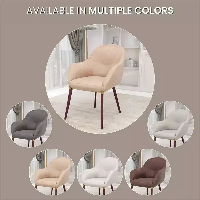 Elias Upholstered Dining Chair | Leather or Velvet Seat with Powder-Coated Legs