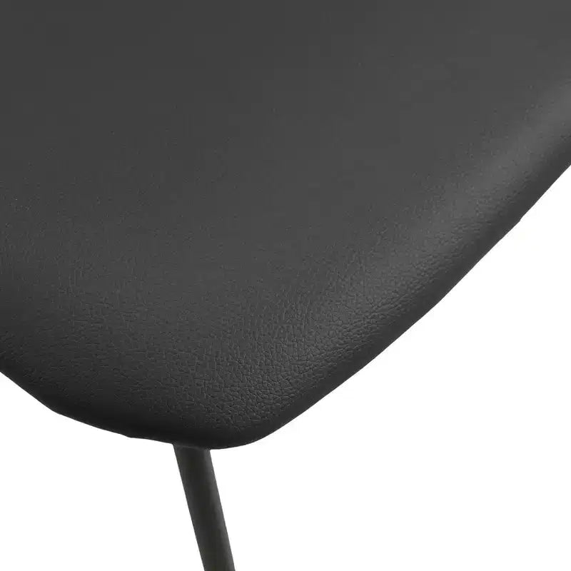 LeisureMod Upholstered Dining Chair in Leather with Beech Back and Iron Legs Set of 4 Lyra Series