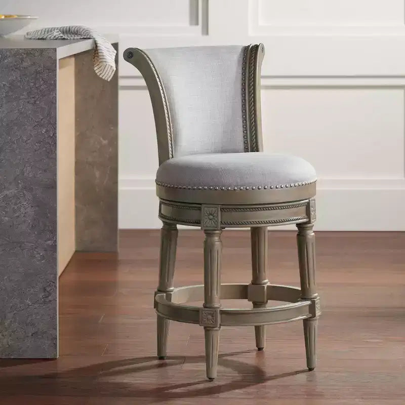 55 Downing Street Oliver 26 High Ash Gray and Oak Traditional Swivel Counter Stool