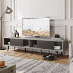 Έπιπλο τηλεόρασης Mid-Century Modern 70 in | Κατάλληλο για τηλεοράσεις 65/70/75 in | Συρόμενες πόρτες | Χαμηλό έπιπλο ψυχαγωγίας
