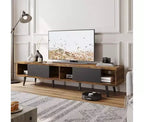 Έπιπλο τηλεόρασης Mid-Century Modern 70 in | Κατάλληλο για τηλεοράσεις 65/70/75 in | Συρόμενες πόρτες | Χαμηλό έπιπλο ψυχαγωγίας