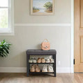 Entryway Shoe Bench with Cushion | Foam Padded Linen Seat & Metal Frame