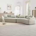 139W 4-Seater Sectional Sofa Sleeper Sofa Bed with ARC Armrests, Double Backrests and Pillows, No Assembly Required-ModernLuxe
