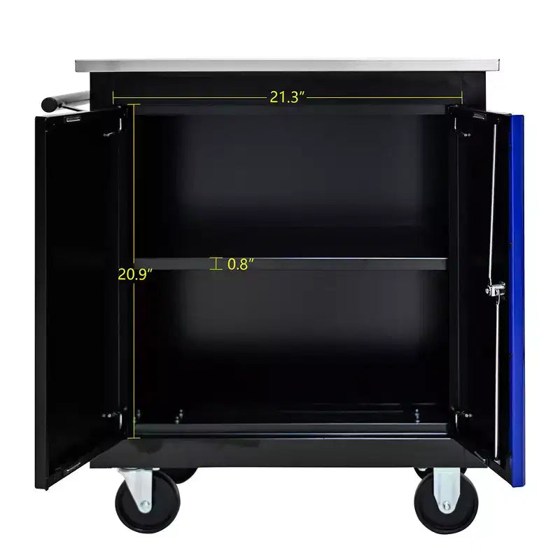 Metal Storage Cabinet with Wheels, Lockable Garage Storage Cabinet on Wheels, Rolling Tool Storage Cabinet For Workshop Garage,Assembly Required Black