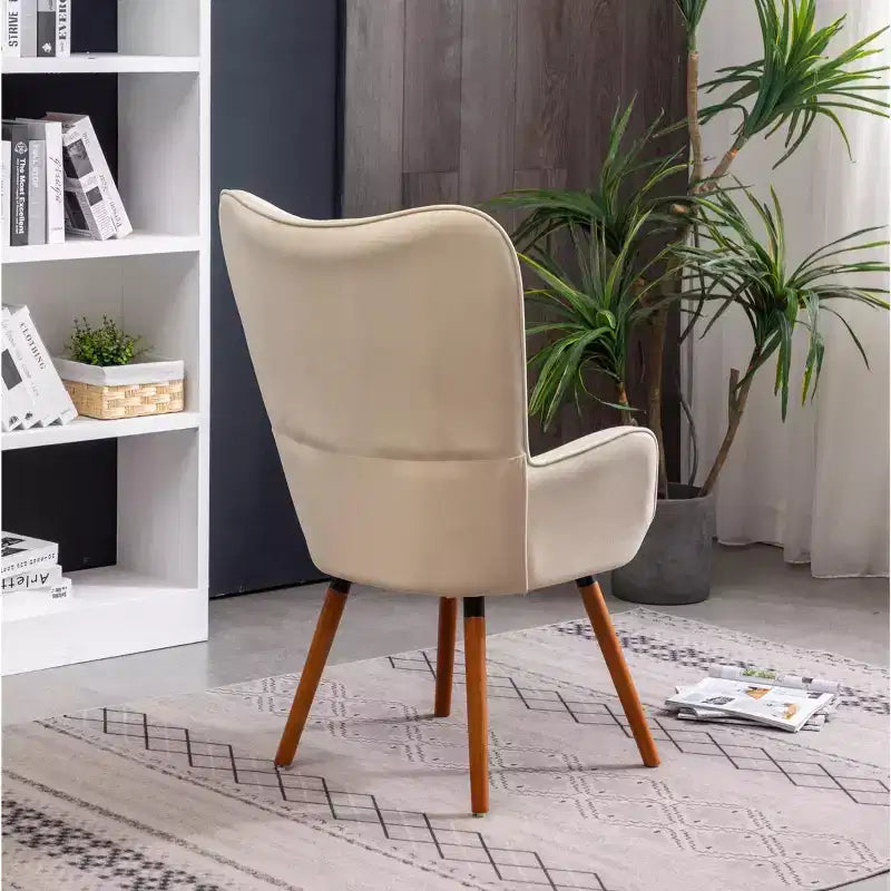 Doarnin Contemporary Silky Velvet Tufted Button Back Accent Chair | White