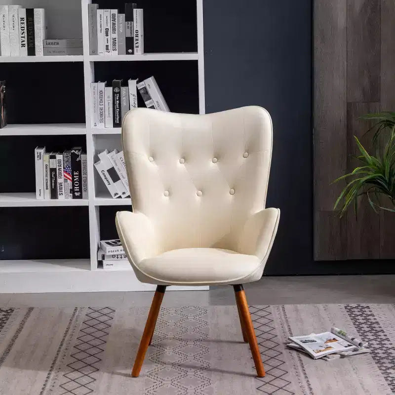 Doarnin Contemporary Silky Velvet Tufted Button Back Accent Chair | White