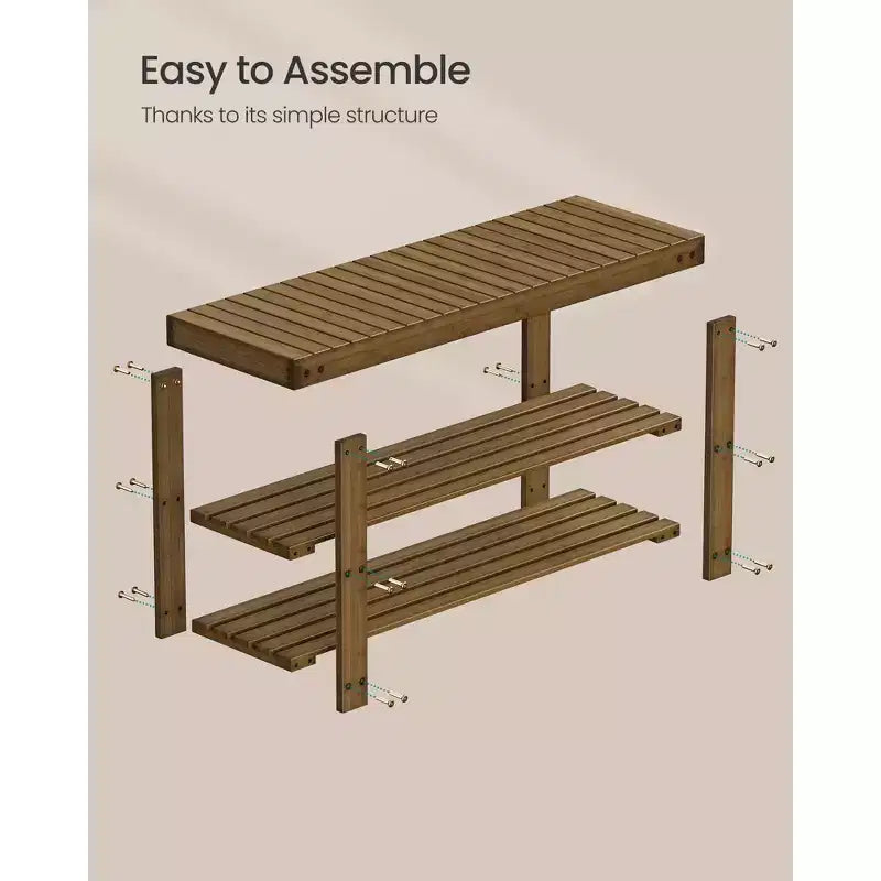 3-Tier Bamboo Shoe Rack Bench | Entryway Storage Organizer | Holds up to 286 lb
