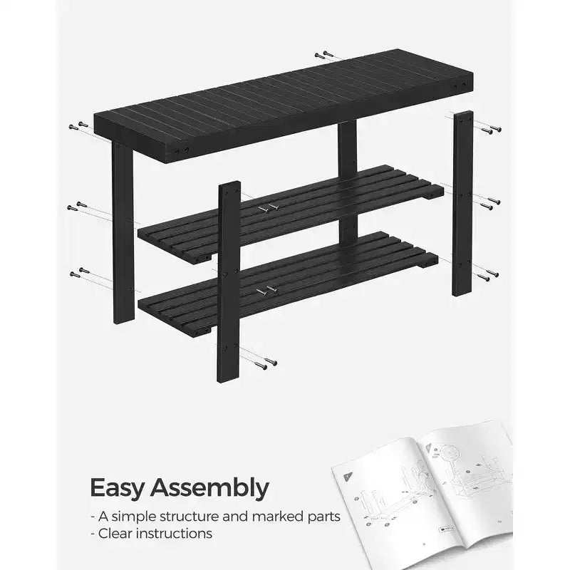 3-Tier Bamboo Shoe Rack Bench | Entryway Storage Organizer | Holds up to 286 lb