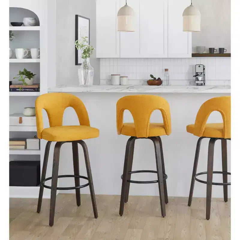 LumiSource Set of 2 Ava Barstools Dark Fabric