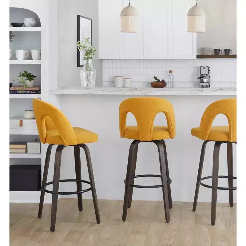 LumiSource Set of 2 Ava Barstools Dark Fabric