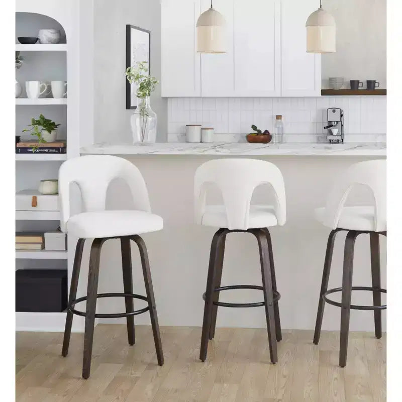 LumiSource Set of 2 Ava Barstools Dark Fabric